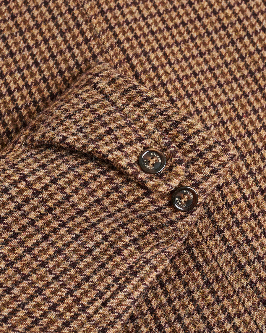 Heren | Pre-owned Jassen | Pre-owned | Valstar Wool Overcoat Brown Houndstooth 50