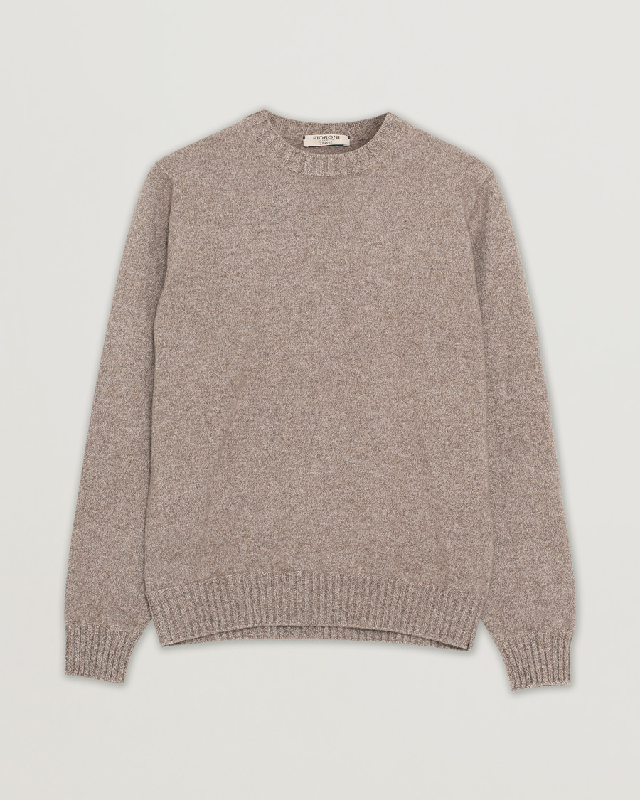 Heren | Truien | Pre-owned | Fioroni Cashmere Crew Neck Light Brown Melange 46