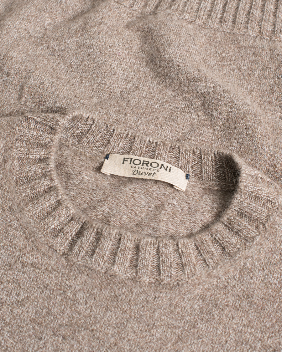 Heren | Truien | Pre-owned | Fioroni Cashmere Crew Neck Light Brown Melange 46