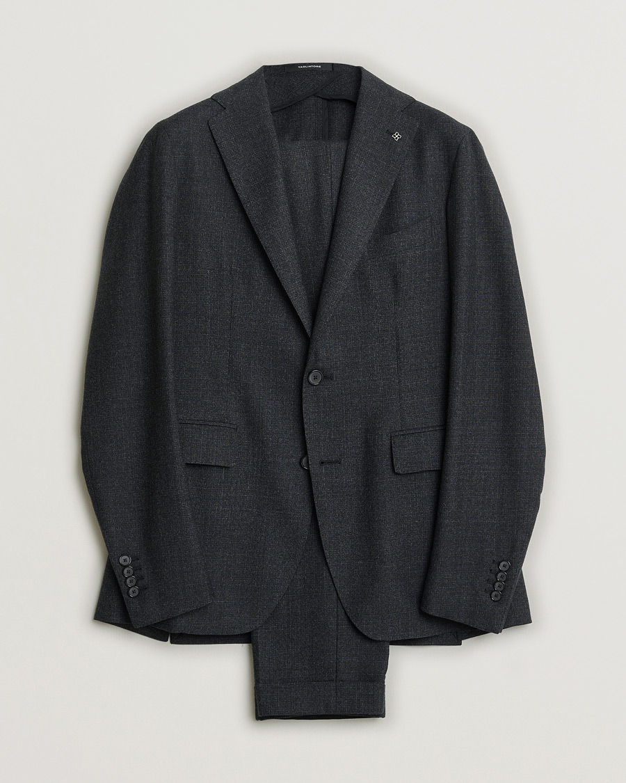 Heren | Tagliatore Wool Suit Anthracite Melange 46 | Pre-owned | Tagliatore Wool Suit Anthracite Melange 46