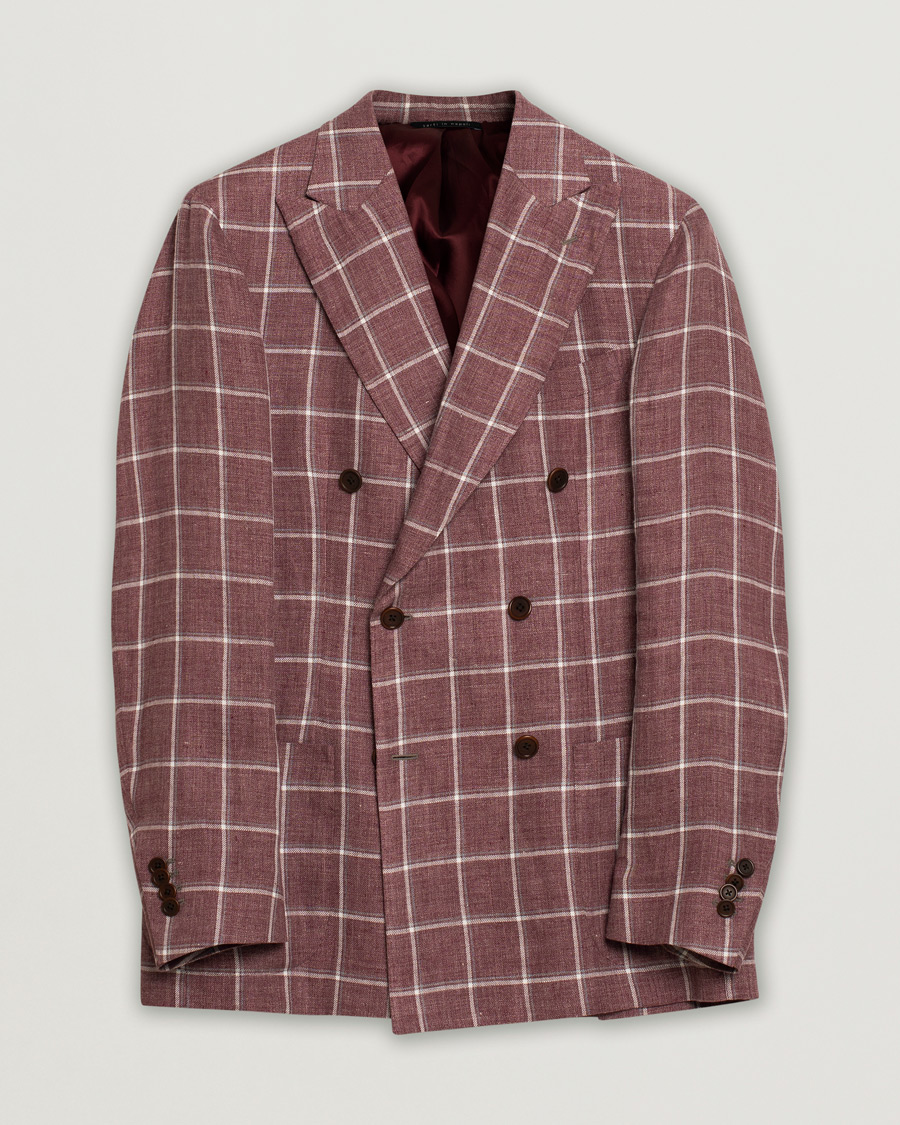Heren | Blazers | Pre-owned | Gaiola Napoli Double Breasted Linen Blazer Merlot 50