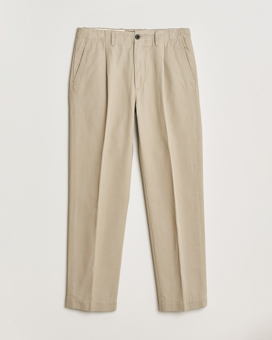 Heren | Pre-owned Broeken | Pre-owned | Incotex Regular Fit Uniform Cotton Slacks Beige W32