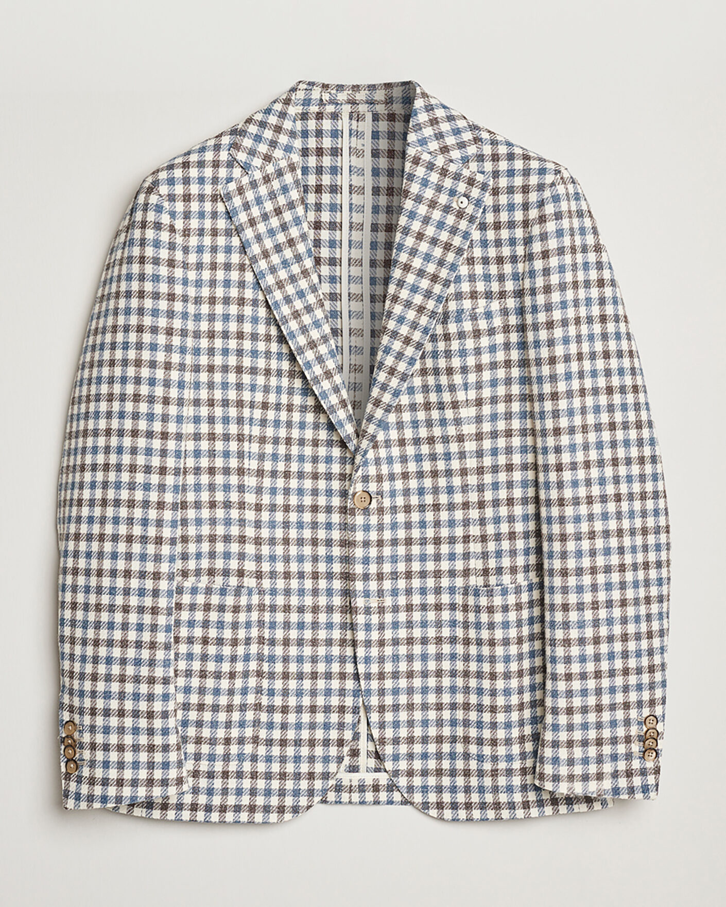 Homme | Pre-owned Blazers | Pre-owned | L.B.M. 1911 Jack Regular Fit Checked Blazer Blue/Brown 52