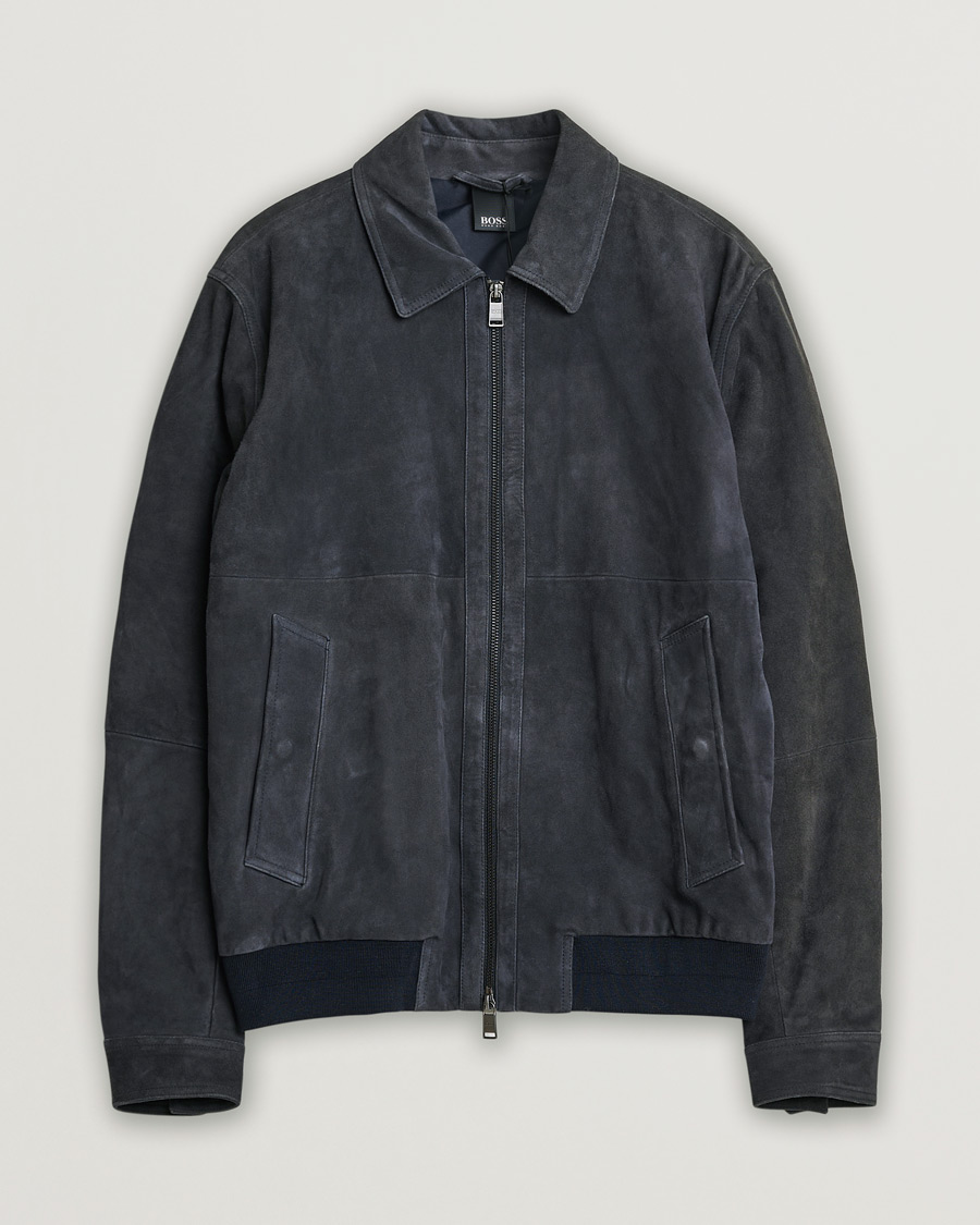 Homme | Pre-owned Manteaux Et Vestes | Pre-owned | BOSS Malbano Suede Jacket Blue Grey 48