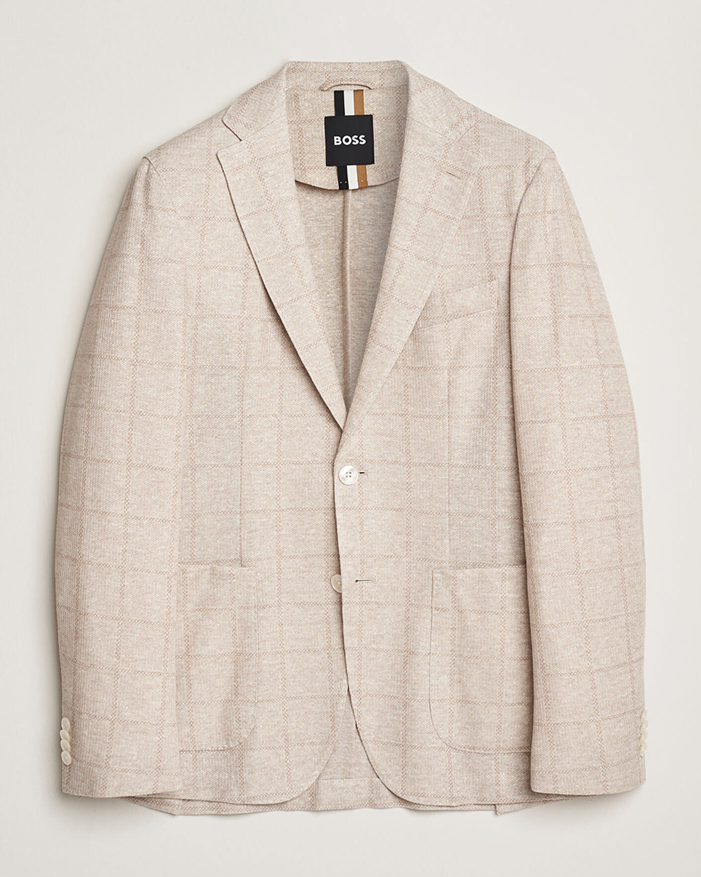 Homme | Pre-owned Blazers | Pre-owned | BOSS BLACK Hanry Checked Jersey Patch Pocket Blazer Beige 50