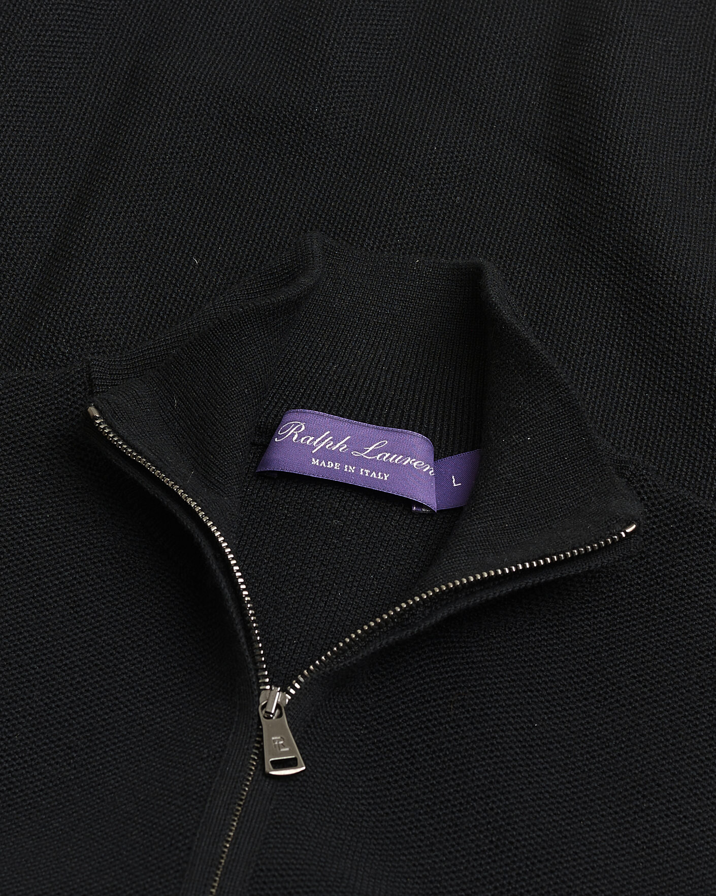 Heren | Pre-owned Truien | Pre-owned | Ralph Lauren Purple Label Wool Pique Half Zip Polo Black L