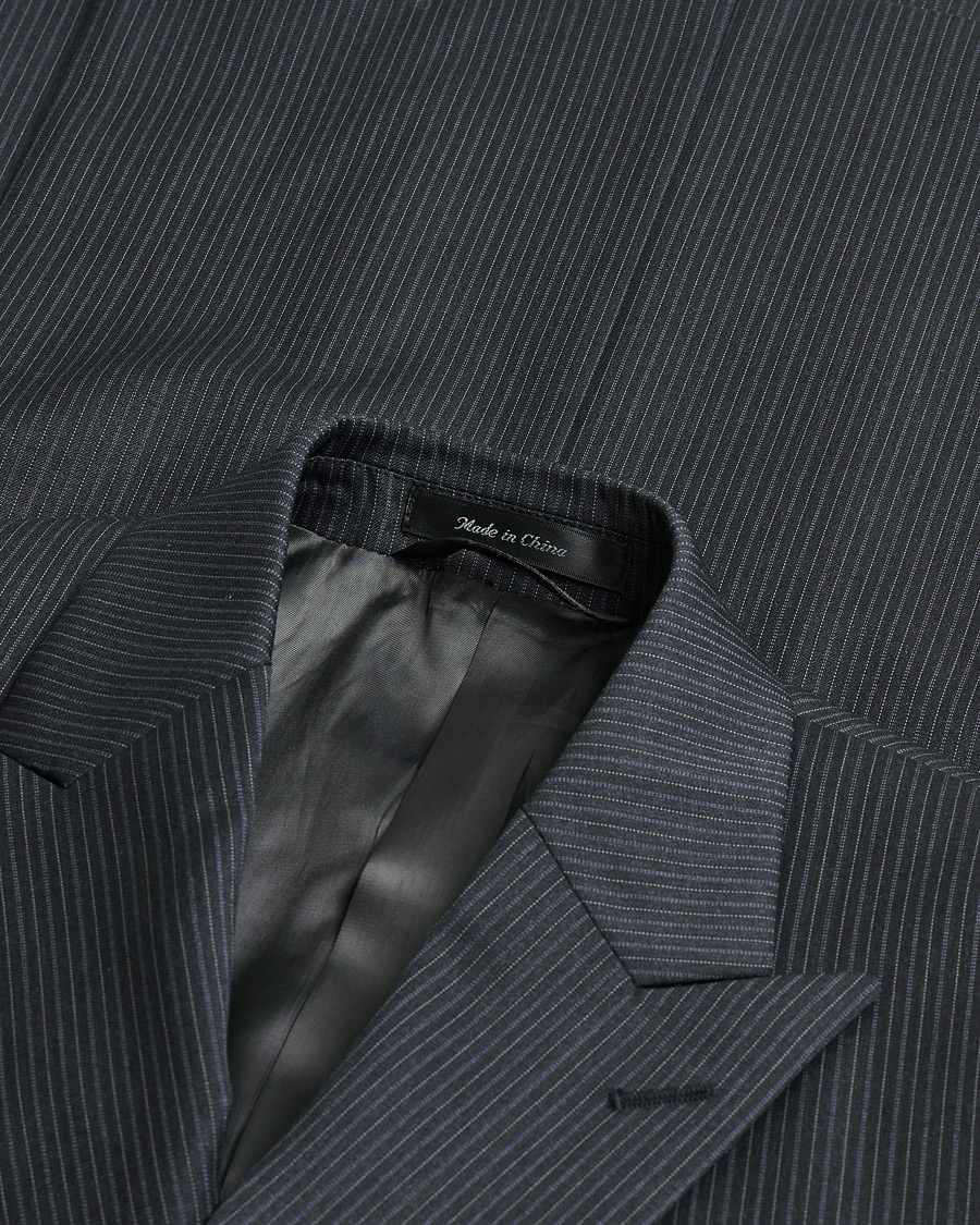 Heren | Pre-owned Pakken | Pre-owned | Ralph Lauren Double Breasted Striped Wool Suit Dark Grey 46