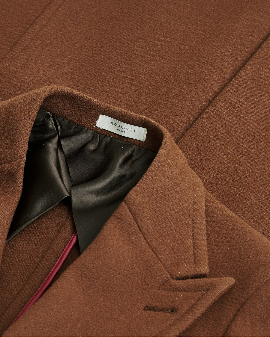 Heren | Pre-owned Jassen | Pre-owned | Boglioli Double Breasted Wool Coat Rust Brown 46
