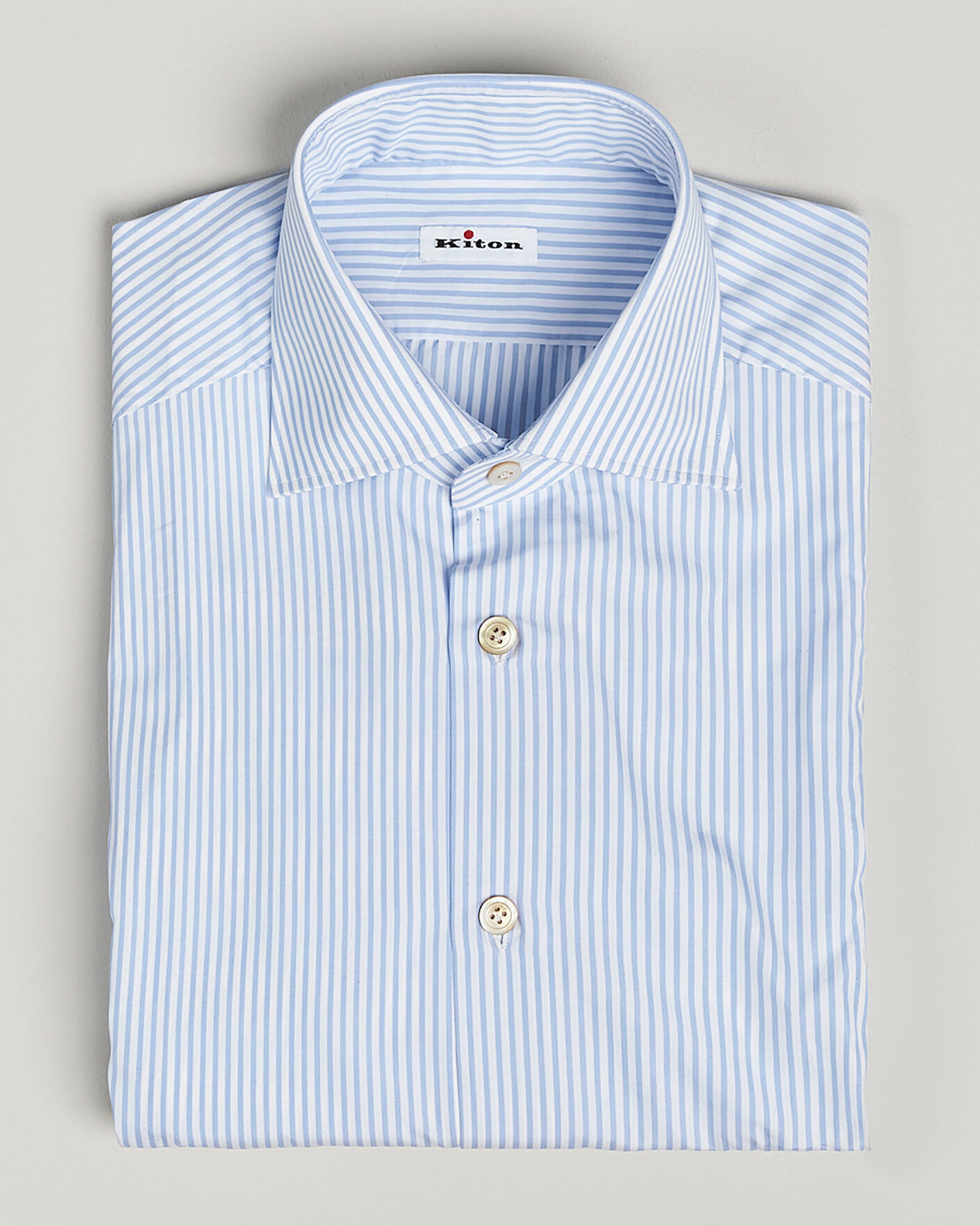 Homme | Pre-owned Chemises | Pre-owned | Kiton Cotton Dress Shirt Light Blue Stripe 38 - S