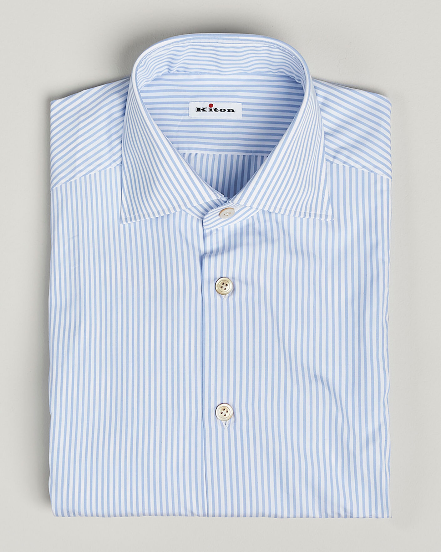 Homme | Kiton Cotton Dress Shirt Light Blue Stripe 40 - M | Pre-owned | Kiton Cotton Dress Shirt Light Blue Stripe 40 - M