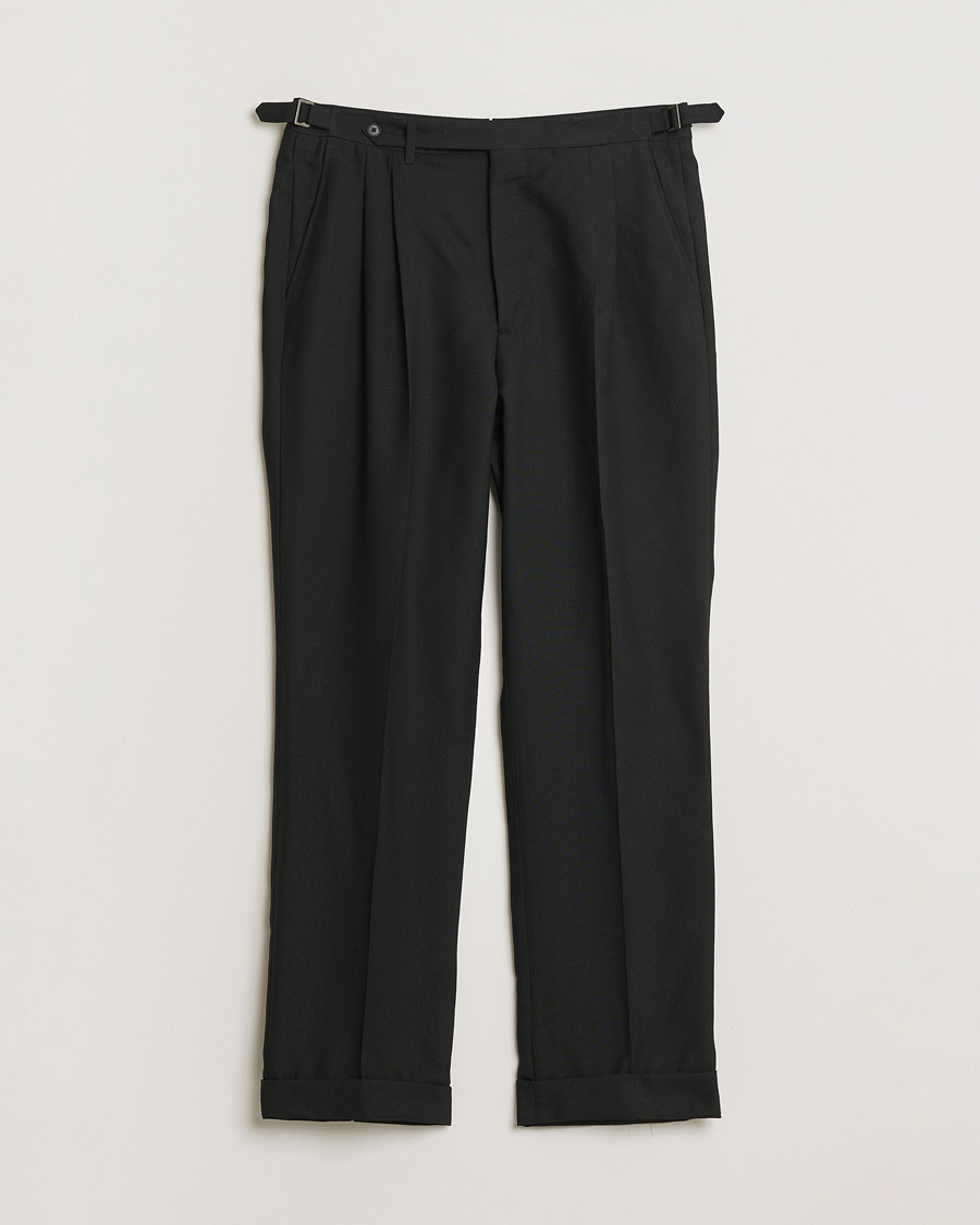 Heren | Pre-owned Broeken | Pre-owned | Berg&Berg High Waisted Double Pleated Wool Trousers Black 52