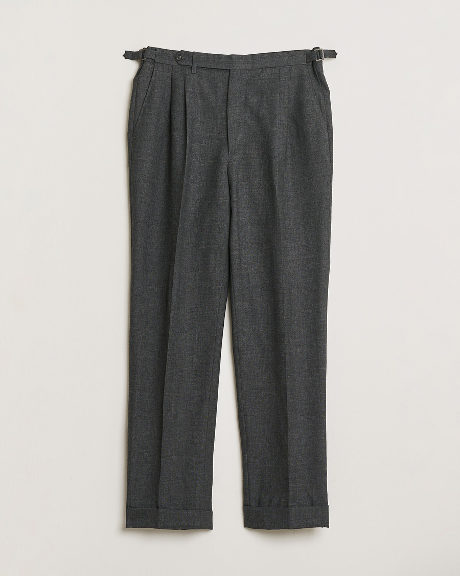 Heren | Pre-owned Broeken | Pre-owned | Berg&Berg High Waisted Double Pleated Wool Trousers Dark Grey 52