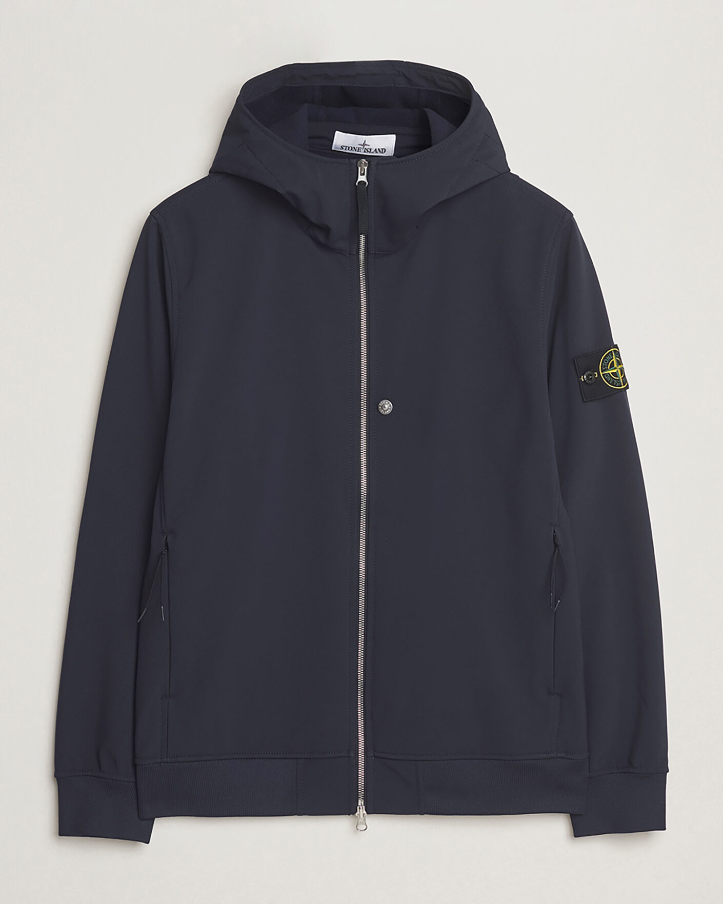 Heren | Pre-owned Jassen | Pre-owned | Stone Island Soft Shell Re-Dyed Lined Hood Jacket Navy L