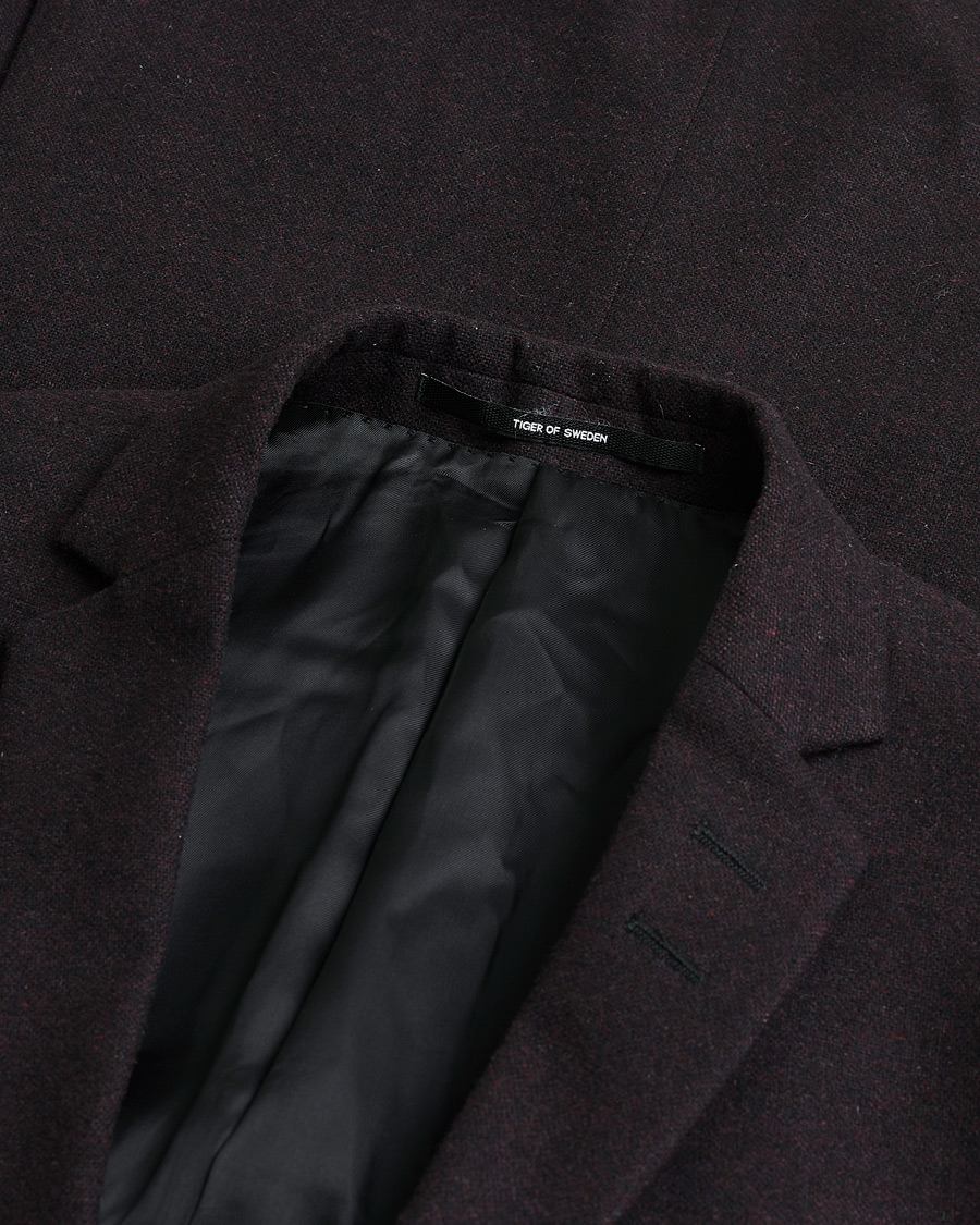 Homme | Pre-owned Blazers | Pre-owned | Tiger of Sweden Flannel Wool Blazer Burgundy 48