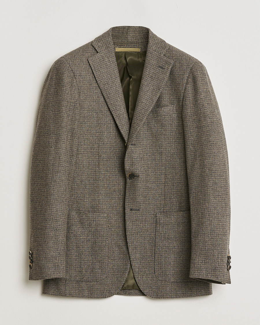 Heren | Pre-owned Blazers | Pre-owned | Caruso Wool Houndstooth Blazer Brown 46