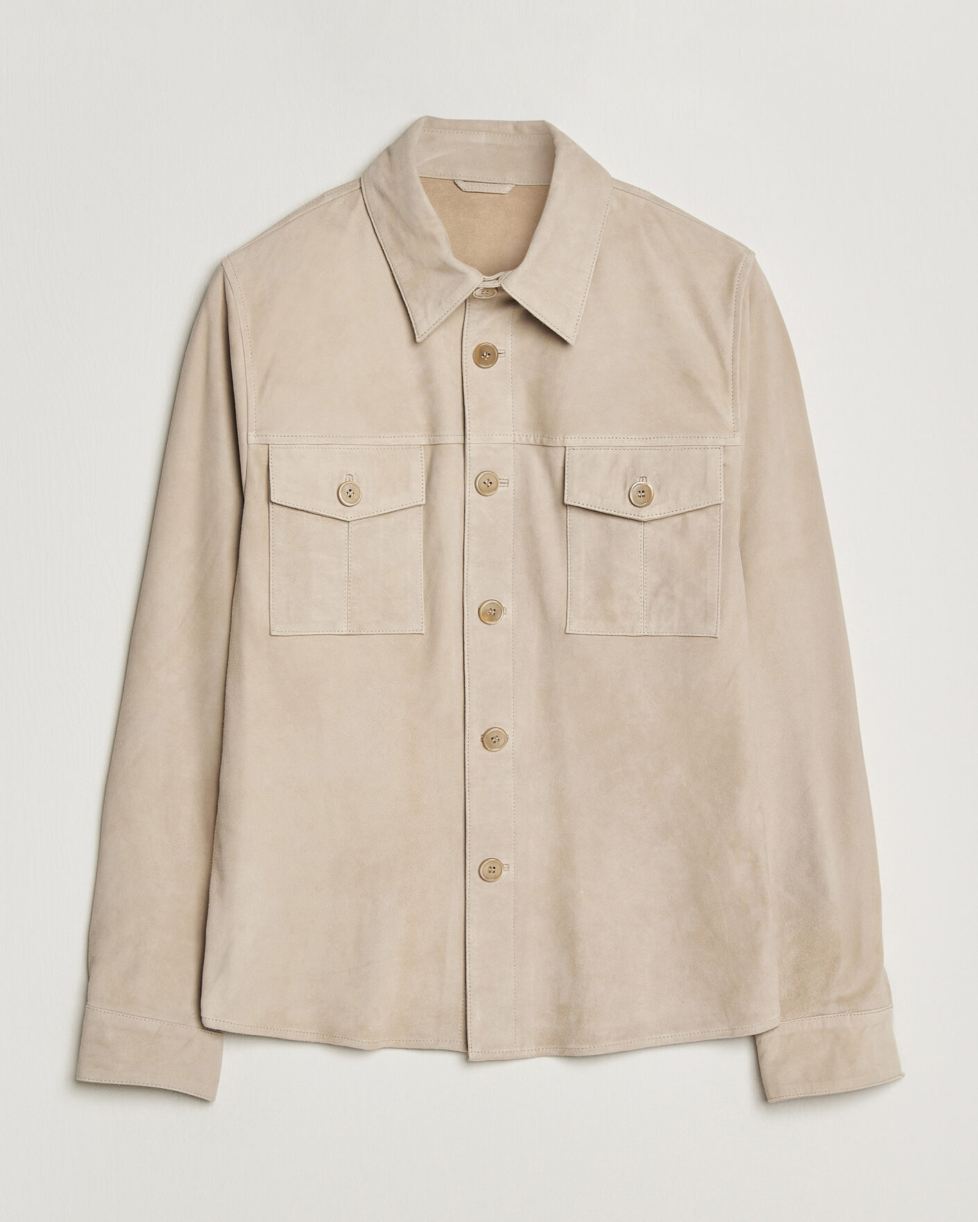 Heren | Stenströms Suede Pocket Overshirt Beige M | Pre-owned | Stenströms Suede Pocket Overshirt Beige M