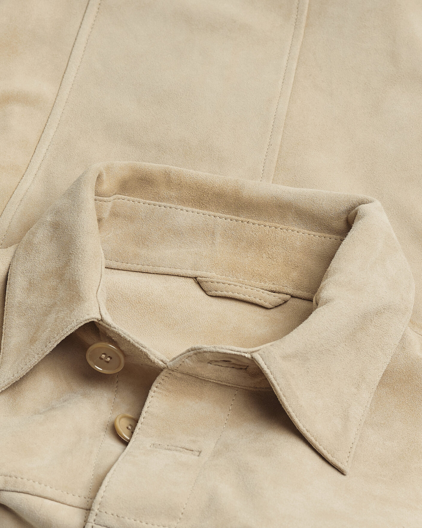 Heren | Stenströms Suede Pocket Overshirt Beige M | Pre-owned | Stenströms Suede Pocket Overshirt Beige M
