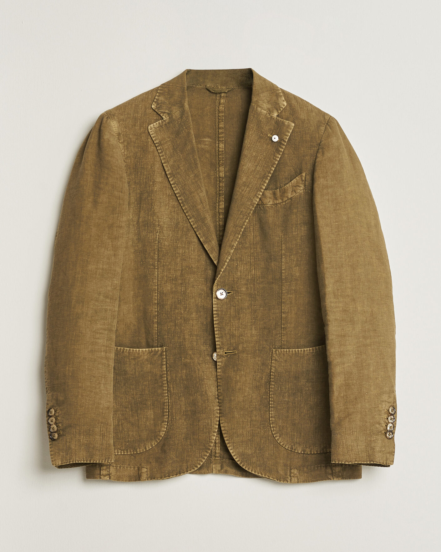 Homme | Pre-owned Blazers | Pre-owned | L.B.M. 1911 Jack Regular Fit Linen Blazer Olive 46