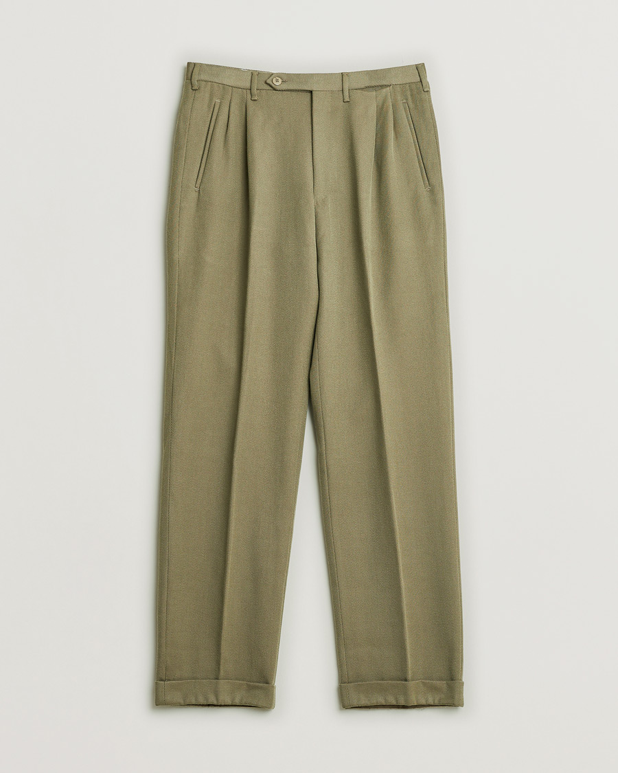 Heren | Pre-owned Broeken | Pre-owned | Rota Pantaloni Twill Wool Trousers Mole Green 48